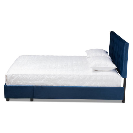 Baxton Studio Caronia Navy Blue Velvet 2-Drawer King Size Platform Storage Bed 161-10215